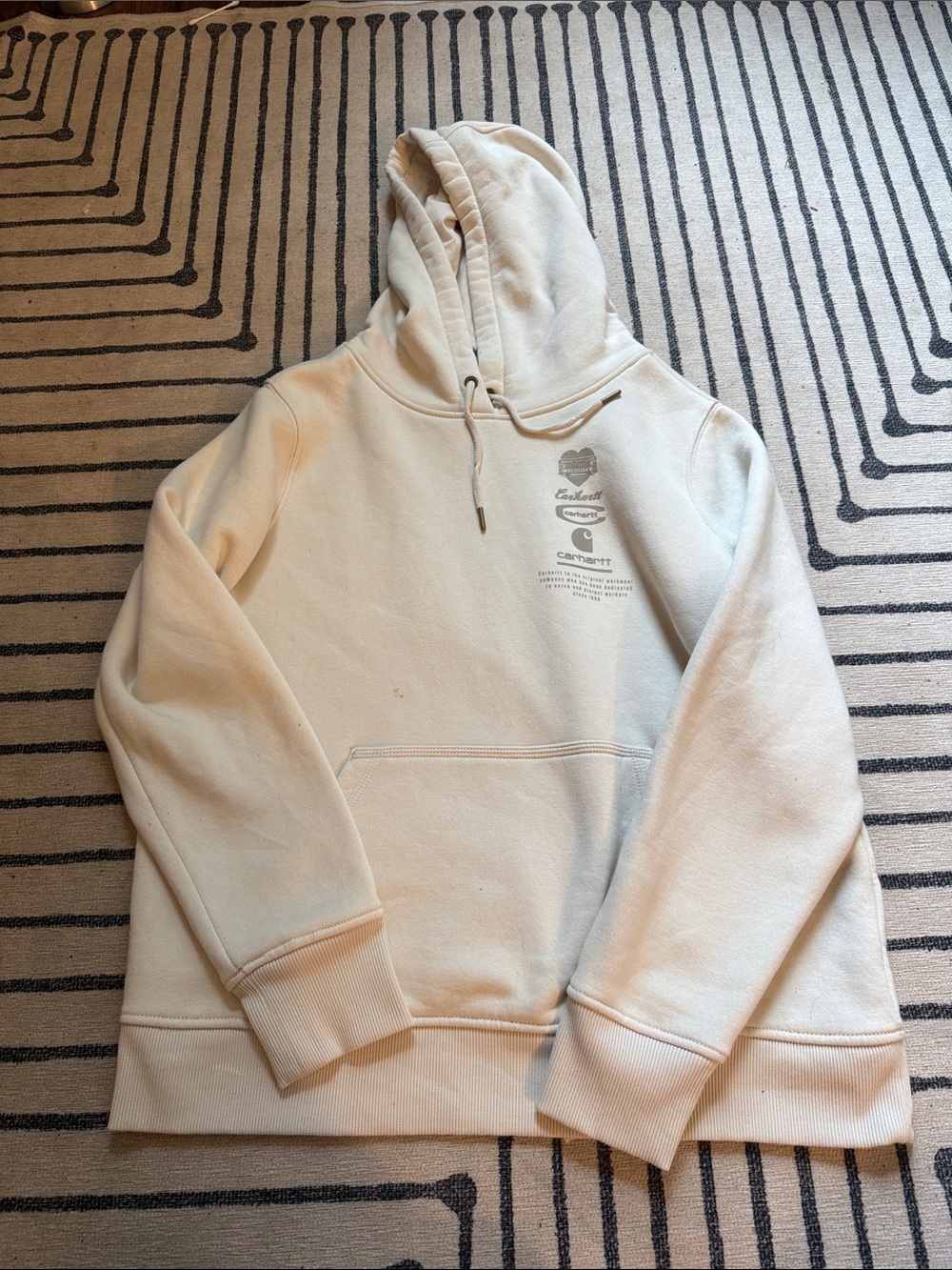 Carhartt WIP Off-White/Cream Pullover Hoodie - Minimal Chest Graphic